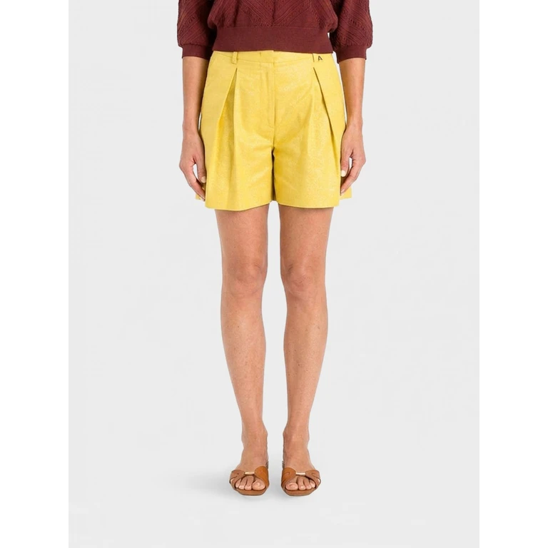 High-Waisted Shorts in a Linen and Cotton Blend (261AT207113459)