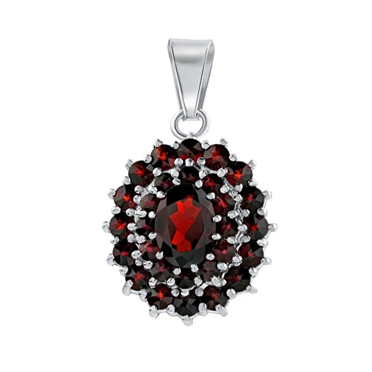 Luxury Silver Pendant With Genuine Czech Garnet Silvego180024