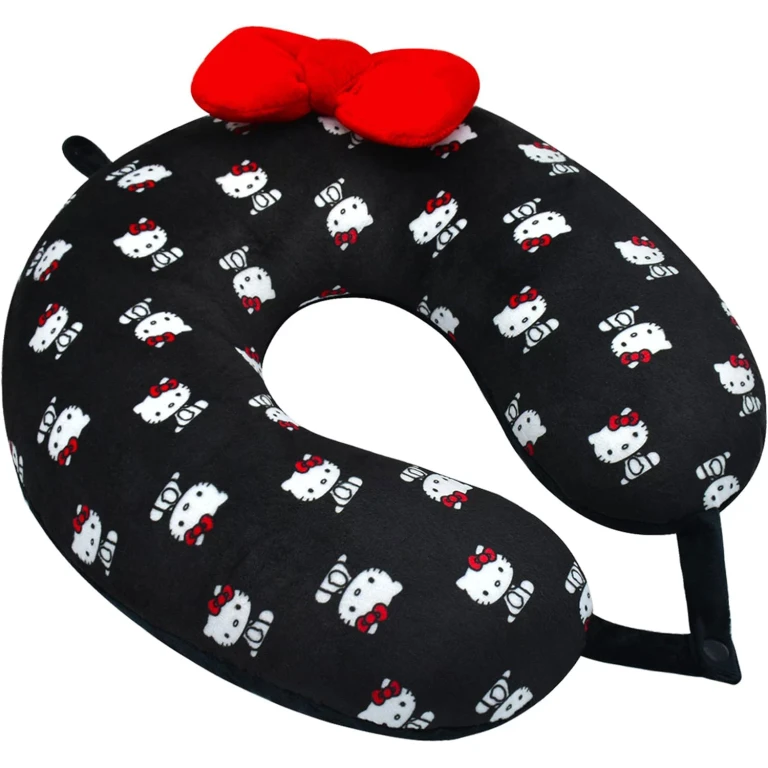 Hello Kitty Portable Travel Neck Pillow - Black:- Black