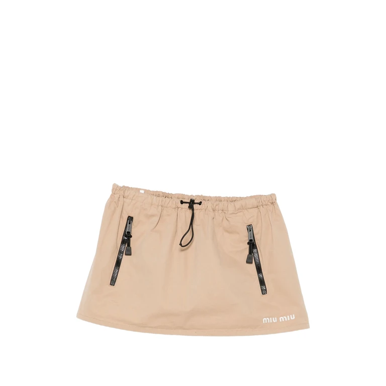 Drawstring-waist Logo-print Skirt