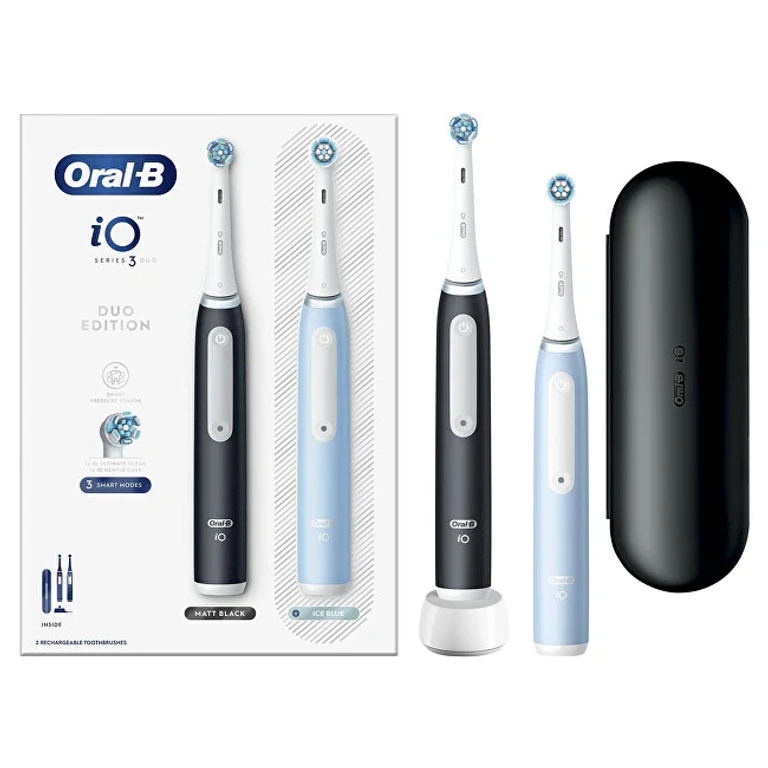 Electric Toothbrush Series Io 3 Duo Black/Ice Blue 2 Pieces