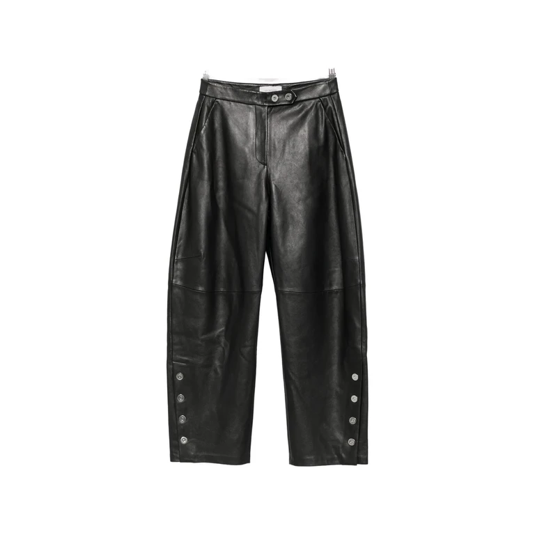 Button-embellishment Leather Trousers