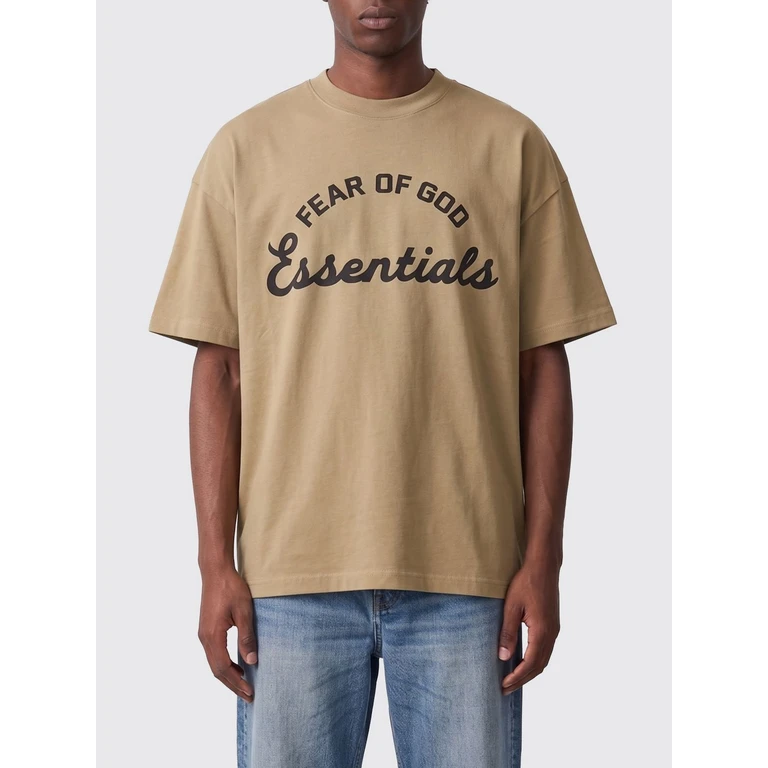 Relaxed Fit Cotton T-shirt with Contrast Logo (125SP264112FFADEDDUNE)