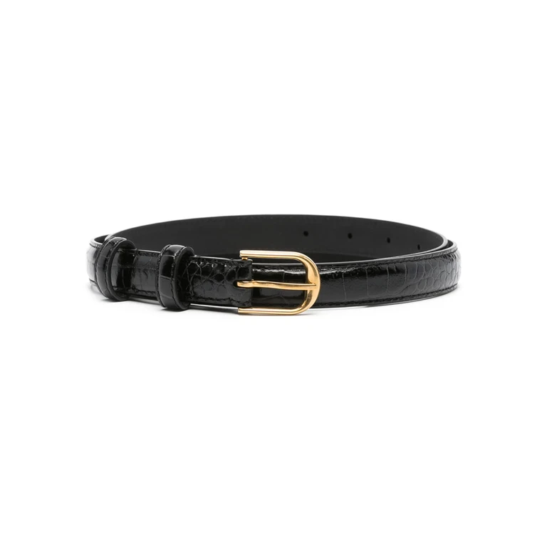 Crocodile-embossed Leather Belt