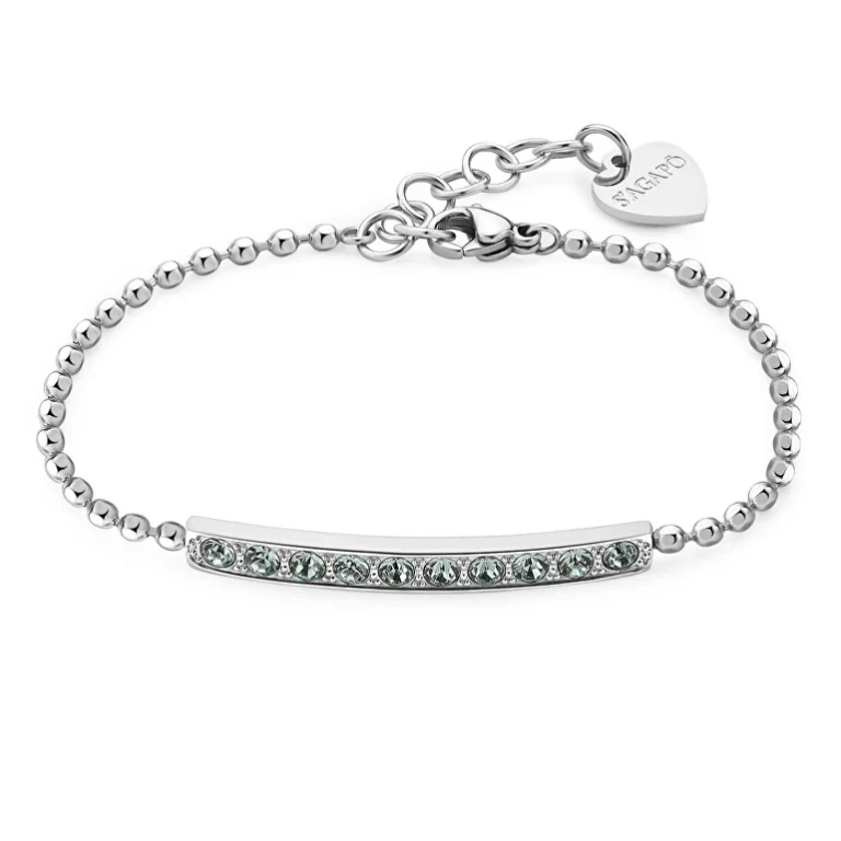 Dazzling Steel Bracelet With Crystal Verde Clear Dazzly Sdz16