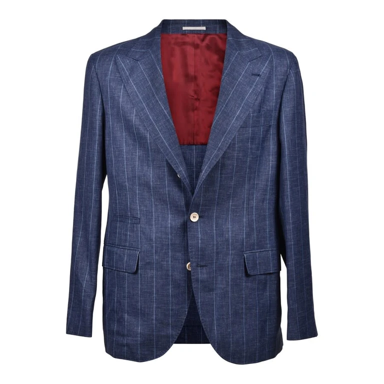 Blue Virgin Wool Pinstriped Suit