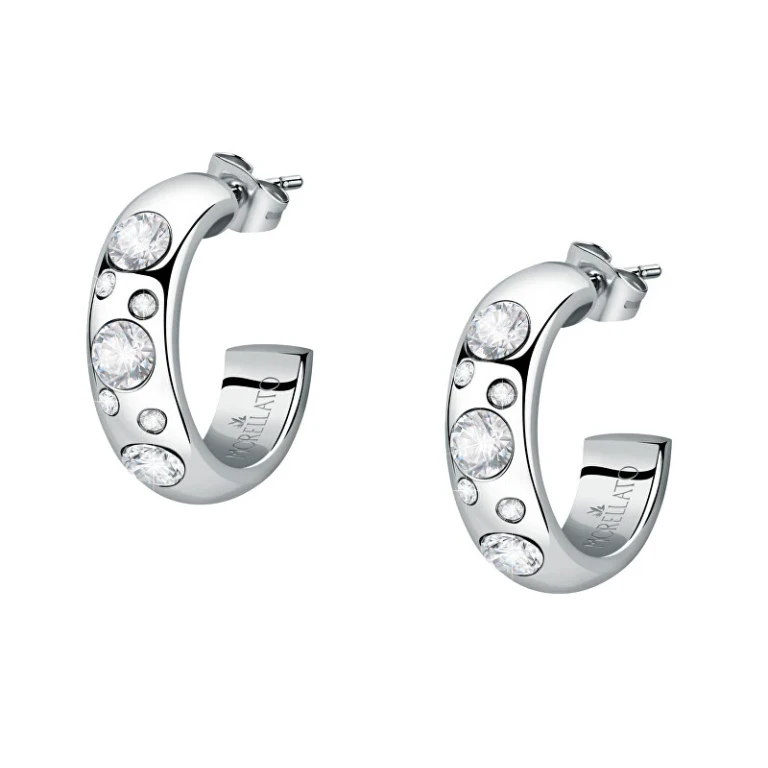 Round Steel Earrings with Crystals Poetica Sauz20