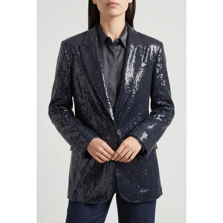 Dark Blue Sequin Blazer