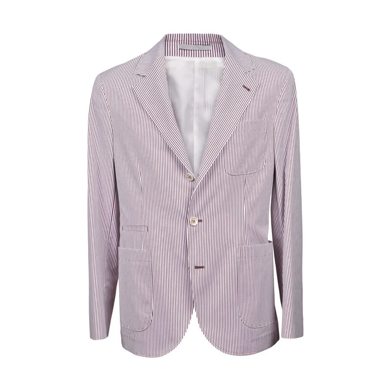 Men'S Burgundy Striped Deconstructed Blazer