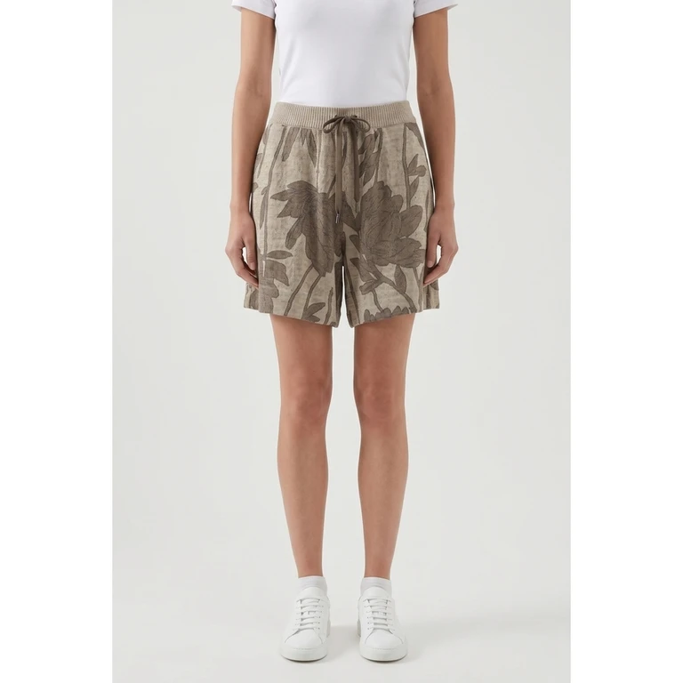 Beige Linen Silk Shorts