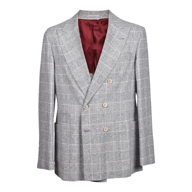Pearl Grey Wool Double-Breasted Blazer