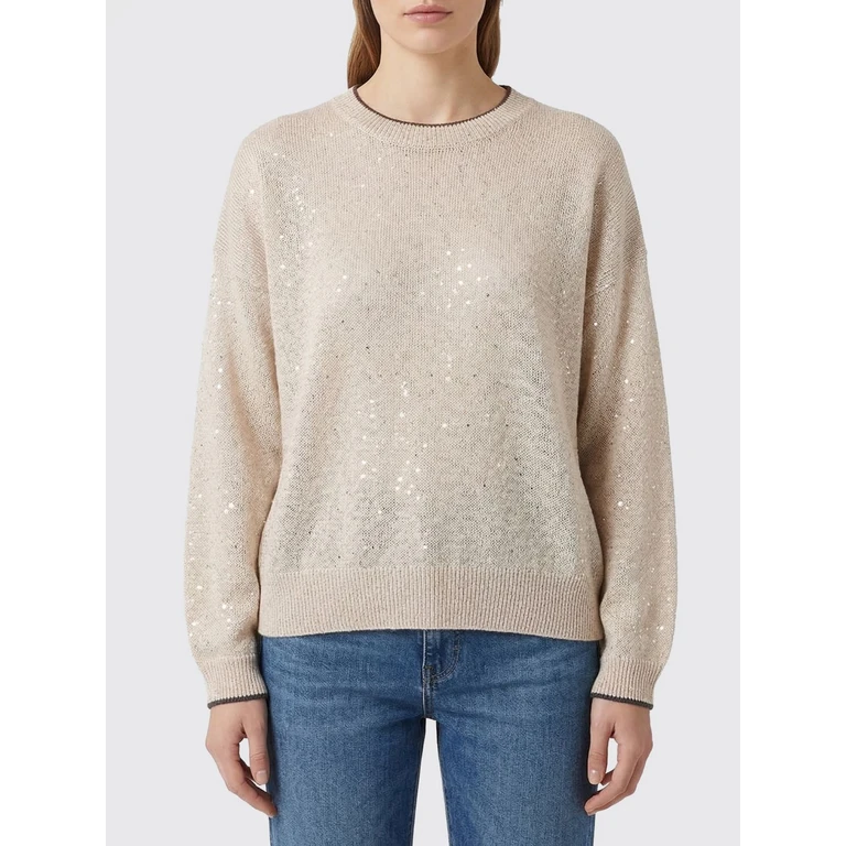 Linen and Cotton Crew Neck Pullover with Sequins (MDT796410CUW40)