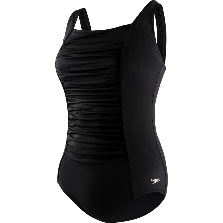 Plus Solid Shirred Tank One Piece Swimsuit - Women's