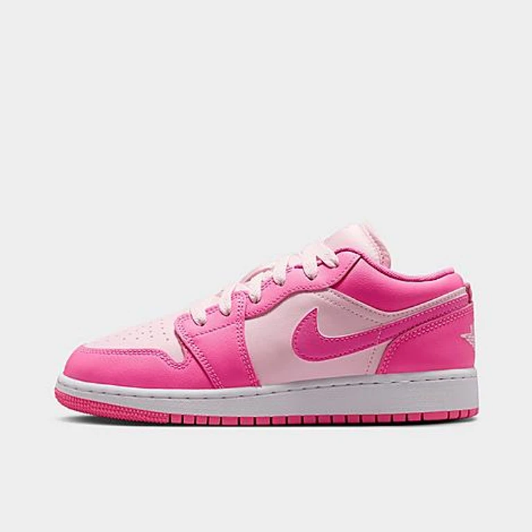 Big Kids Air Retro 1 Low Casual Shoes in China Rose/White/Pink Foam Size: 3.5