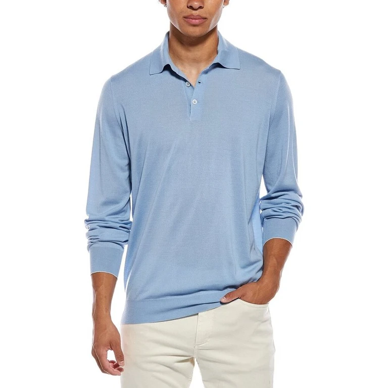 Light Blue Wool Polo Sweater