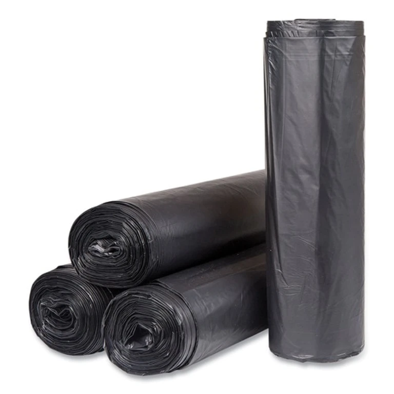 S434822K 60 gal. 22 microns 43 in. x 48 in. High-Density Commercial Can Liners - Black (150/Carton)