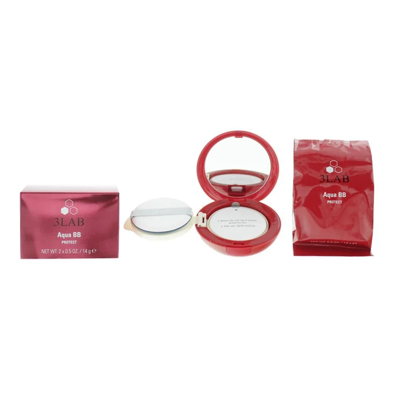 Duo Set, 3Lab, Aqua BB Protect, Coverage and Correction, Compact BB Cream, 03, Dark, 2 pieces, 14 g