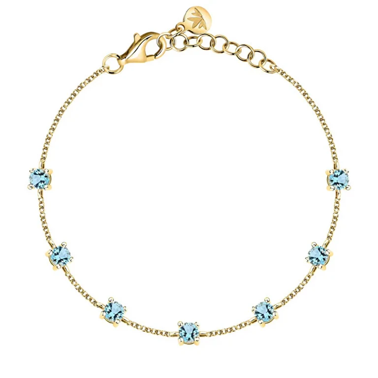 Gold Plated Bracelet With Blue Cubic Zirconia Tesori Saiw305