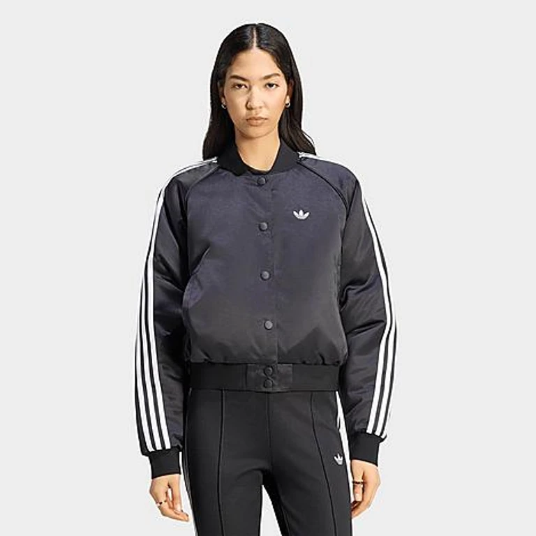 Originals Satin Superstar Bomber Jacket in Black/White/Grey Three