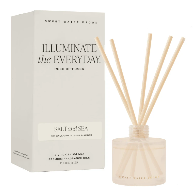 Salt and Sea White Translucent Tinted Glass Jar Reed Diffuser