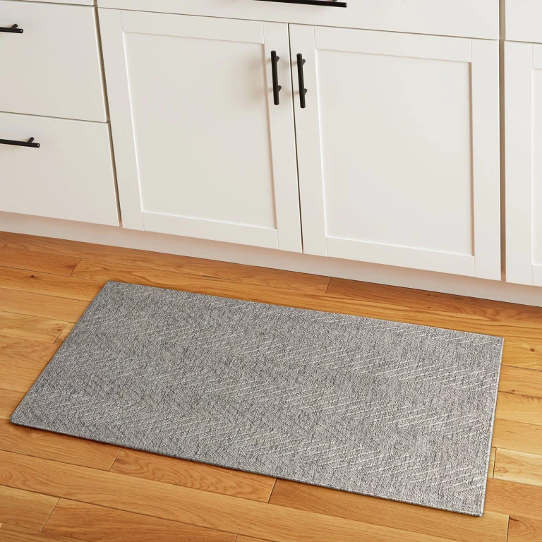 Pax Herringbone Textured Machine Washable Area Rug:- 2'11'x4'11', Grey, Rectangle