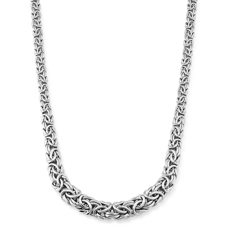 Rhodium Plated Gaduated Byzantine Necklace in Sterling Silver