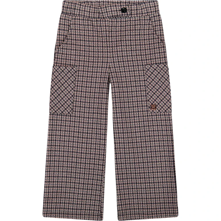 Jacquard Knit Flare Pants with Houndstooth Pattern - Big Girl