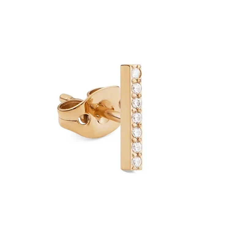 Single Earring Gold Plated Bar with Crystals Dw00400870