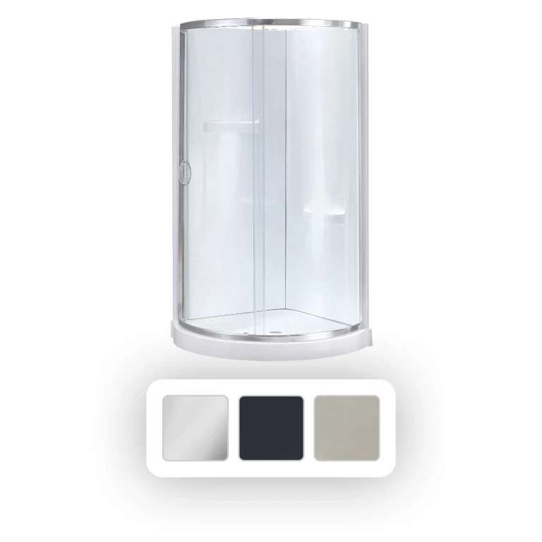 Breeze 32" x 32" x 77" Corner Shower Kit with Clear Glass, Walls, Base and Chrome Hardware - Chrome:- Chrome