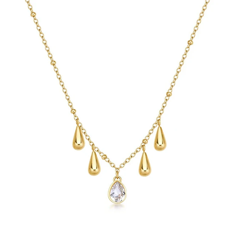 Women's Necklace in Gold Galvanic with Pendants Tear Drop Perfect bpc39