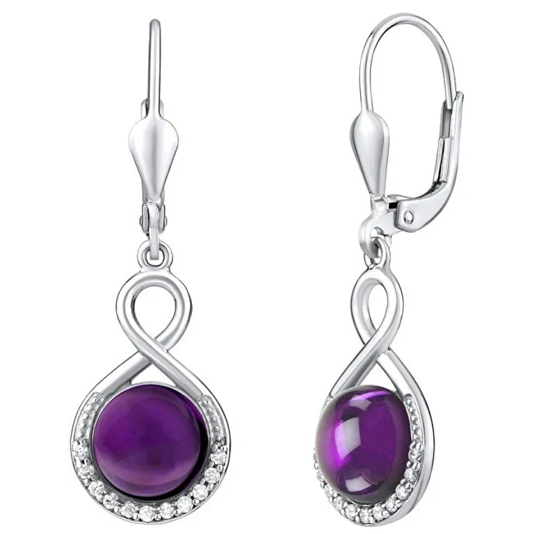 Silver Earrings With Natural Amethyst Jst14710Ame