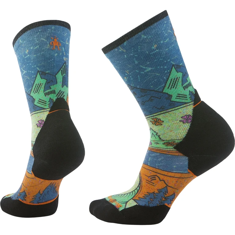 Trail Run Targeted Cushion Mountain Print Crew Socks - Women's