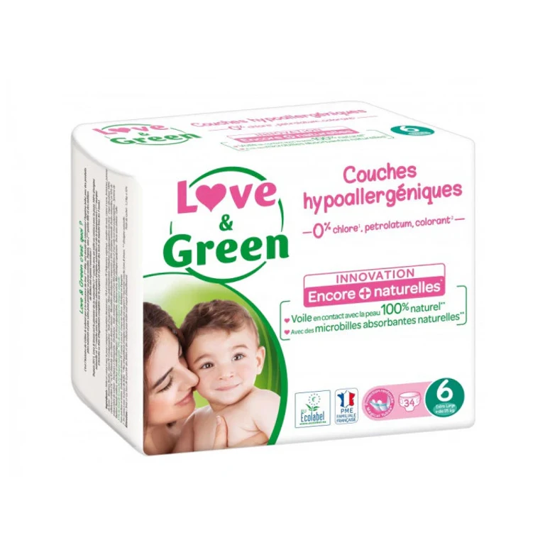 Love&Green Hypoallergenic Diapers T6 + 15 kg x34