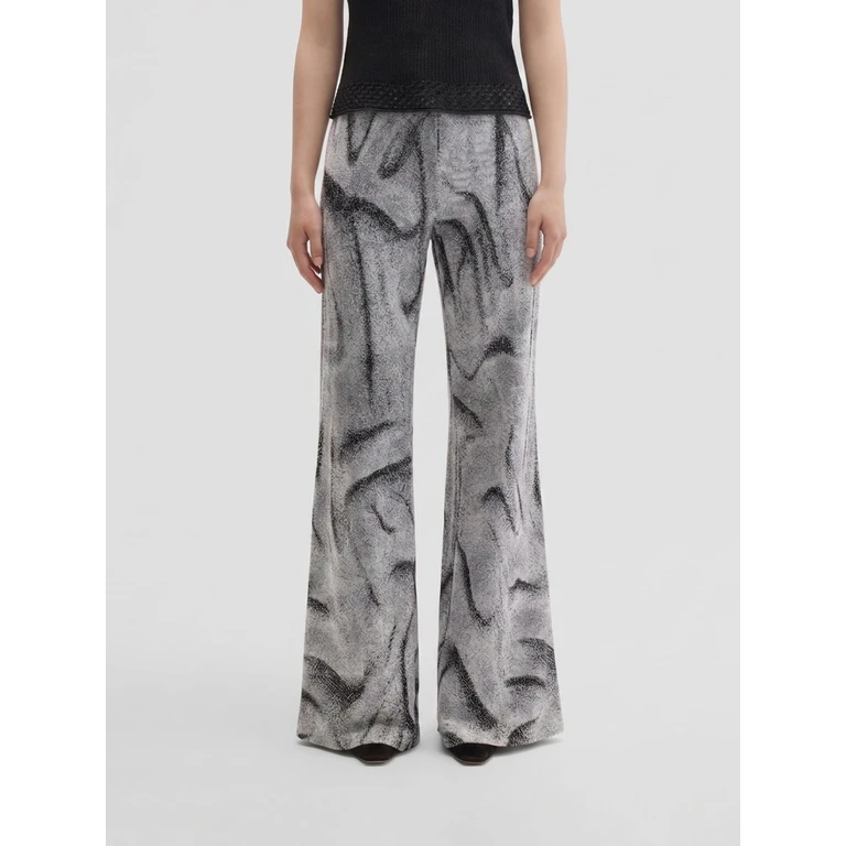 Easy Flared Trousers in Printed Organic Cotton Blend (M25I1ACJP021JL00800)