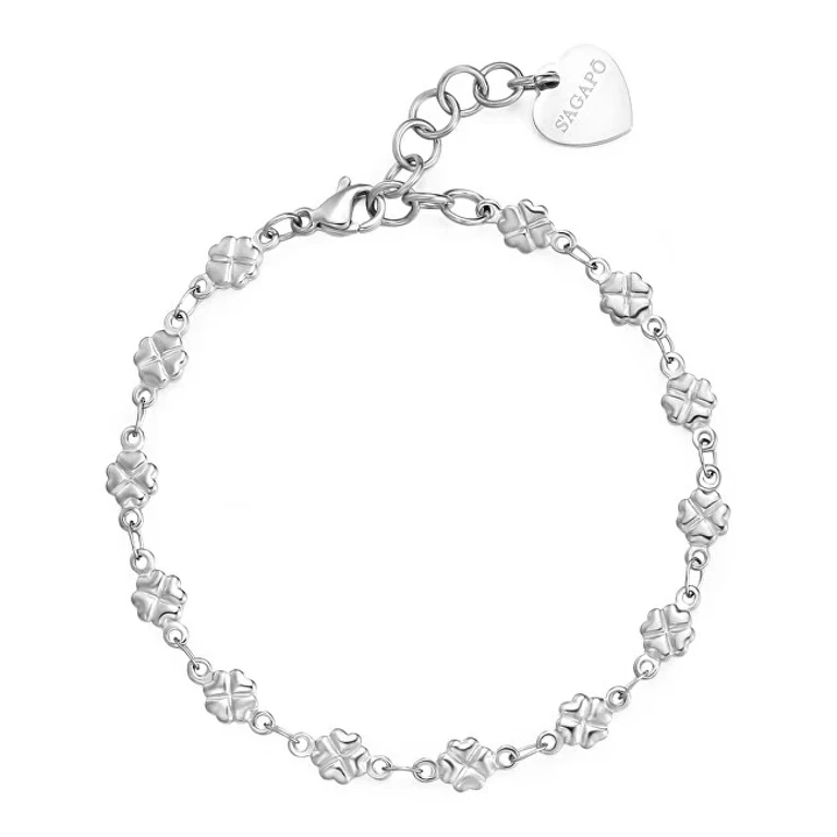 Steel Bracelet with Large Clover Pattern Shk96