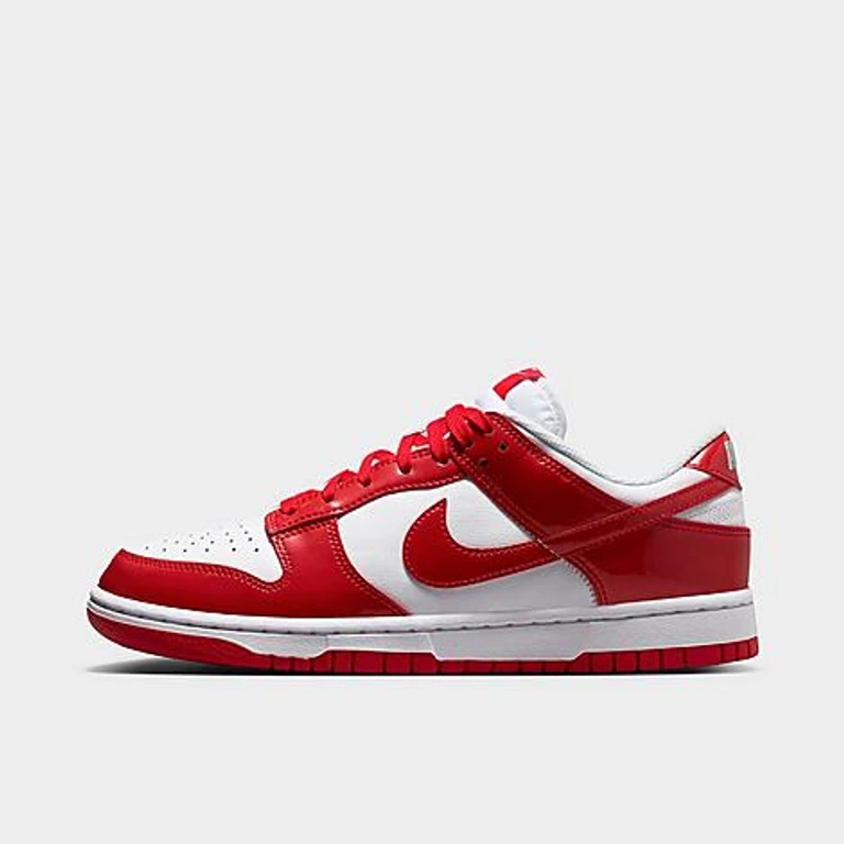 Nike Women's Dunk Low SE Casual Shoes in White/Metallic Silver/University Red Size: 5.0