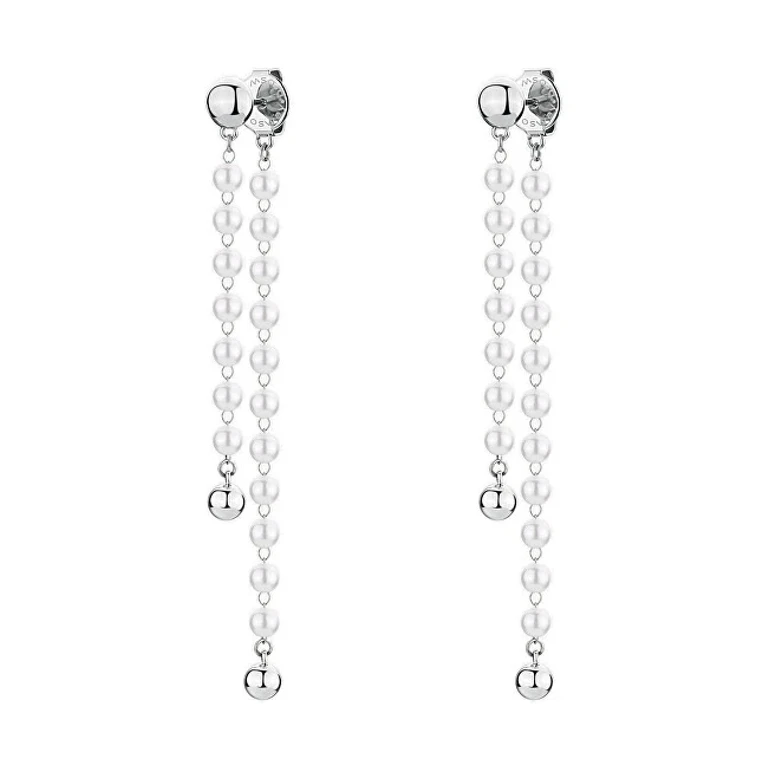 Long Steel Earrings with Pearls 2In1 Essential Bnl101