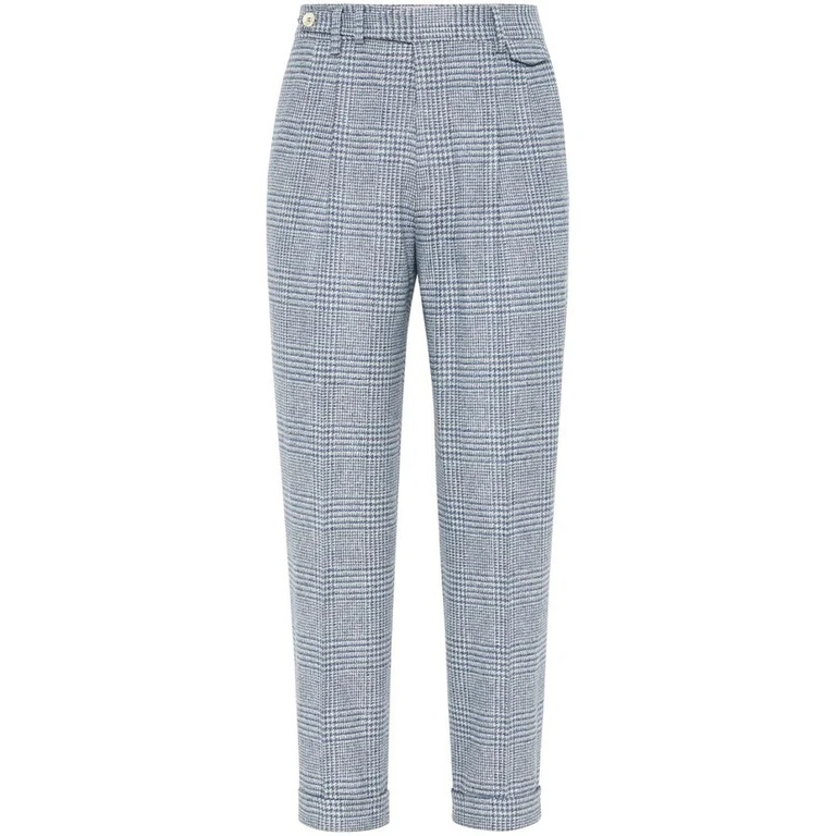 Celeste Wool Silk Plaid Trousers