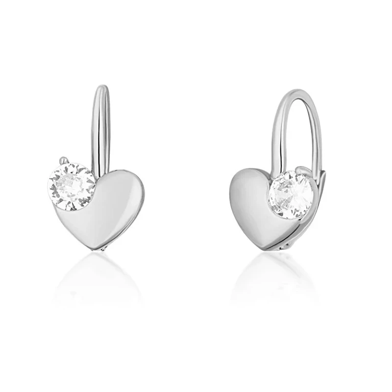 Delicate Silver Heart Earrings with Zirconia Svle1513Xh2Bi00