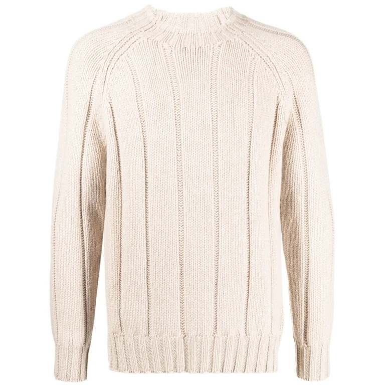 Cream Ribbed Knit Sweater