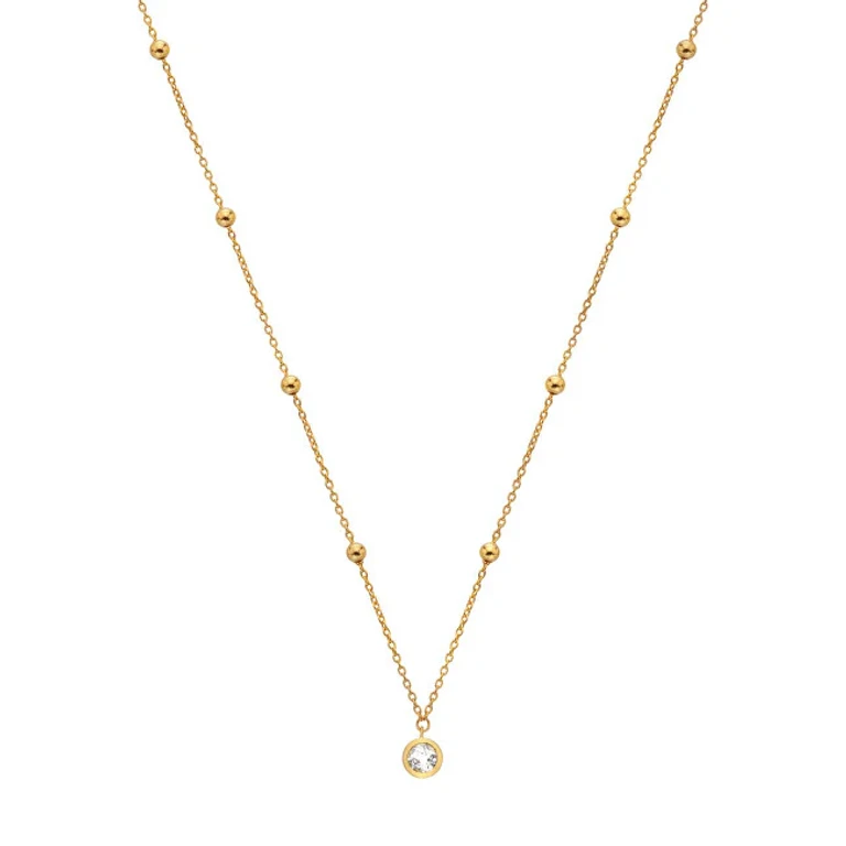 Gold-Plated Necklace With Topaz And Diamonds Dn196