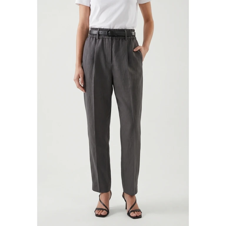 Wodark Grey Linen Blend Trousers