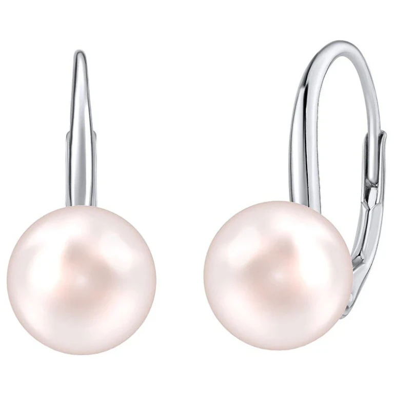 Silver Earrings With Crystals Swarovski® Light Pink Pearl Vsw015Elps
