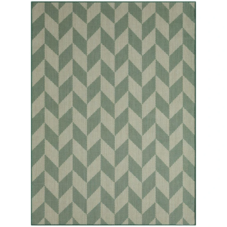 New York Patio Country Calla Contemporary Herringbone Indoor/Outdoor Area Rug - Beige/Green 5'2'x7'2':