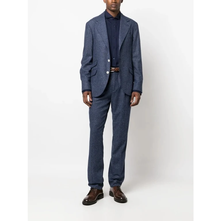 Blue Textured Tailored Suit