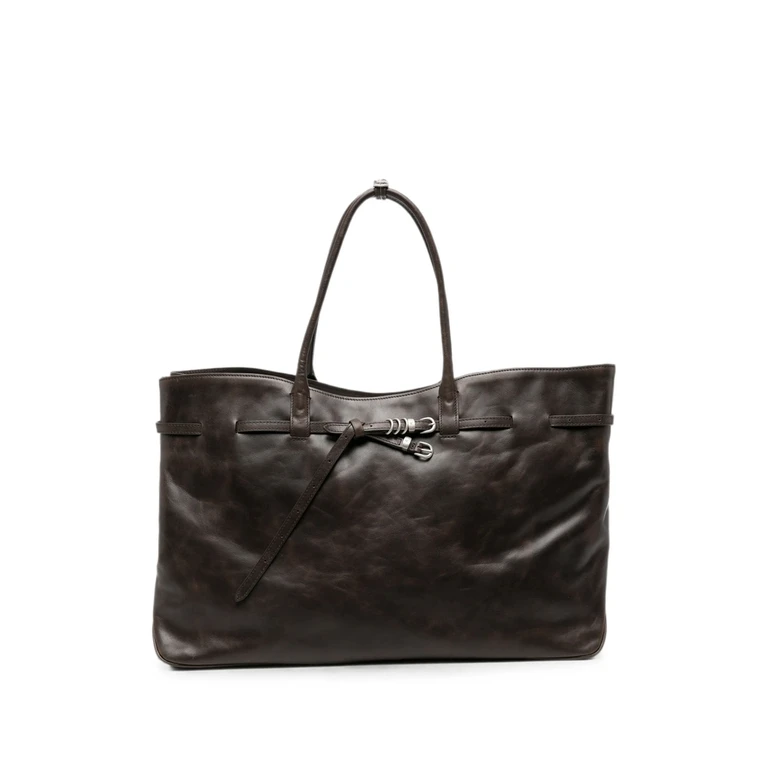 Buckle-detail Leather Shoulder Bag