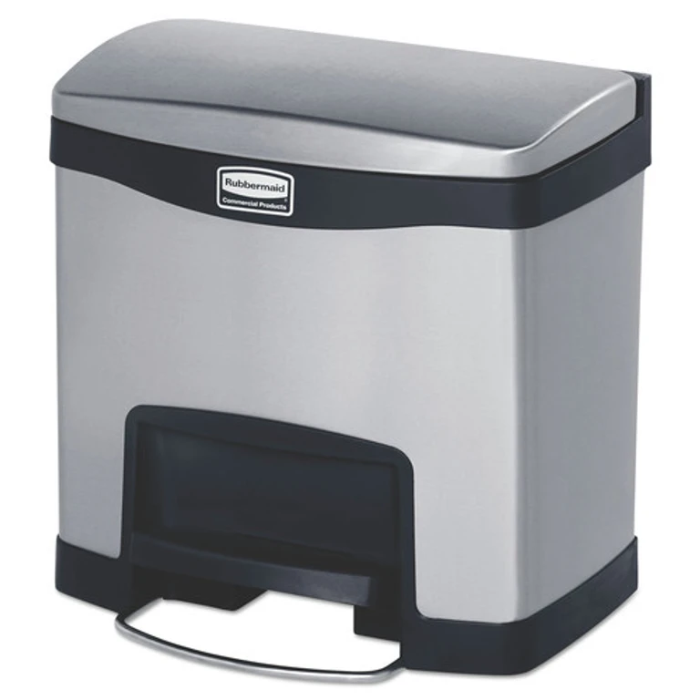 Slim Jim 4-Gallon Front Step Style Stainless Steel Step-On Container - Black