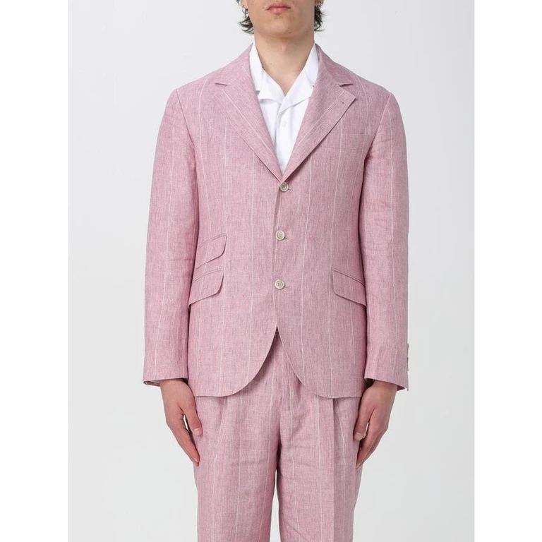 Rose Linen Pinstripe Blazer