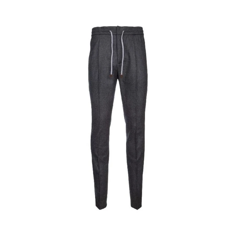 Dark Grey Tailored Drawstring Trousers