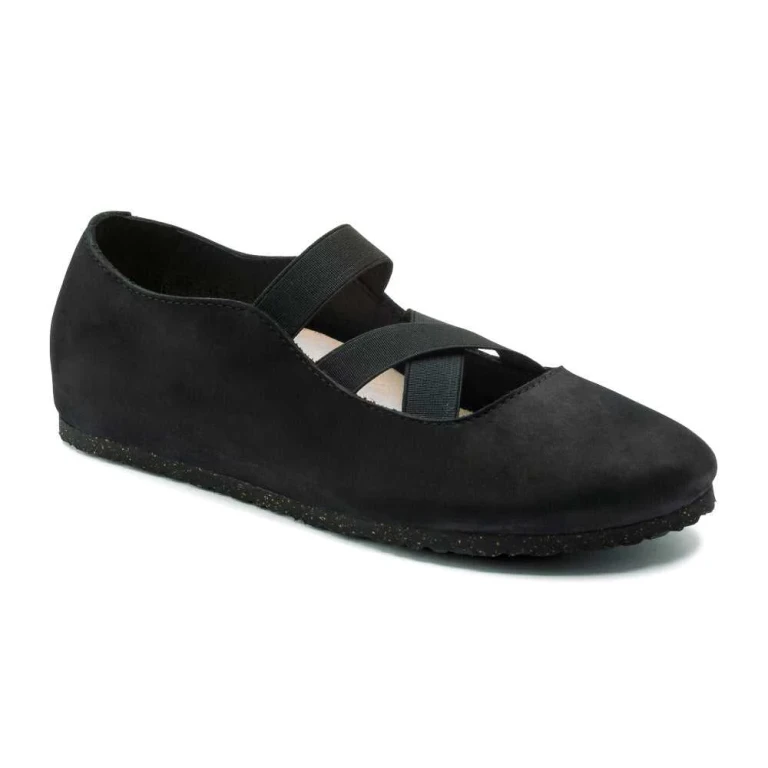 Women's Santa Ana Nubuck Leather Black Ballet Flat